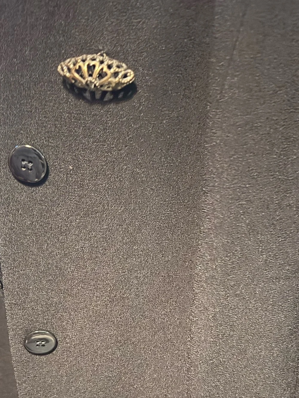 Vintage Christian Dior Black Collarless Blazer Jacket Size 8 Gold Button Quiet L